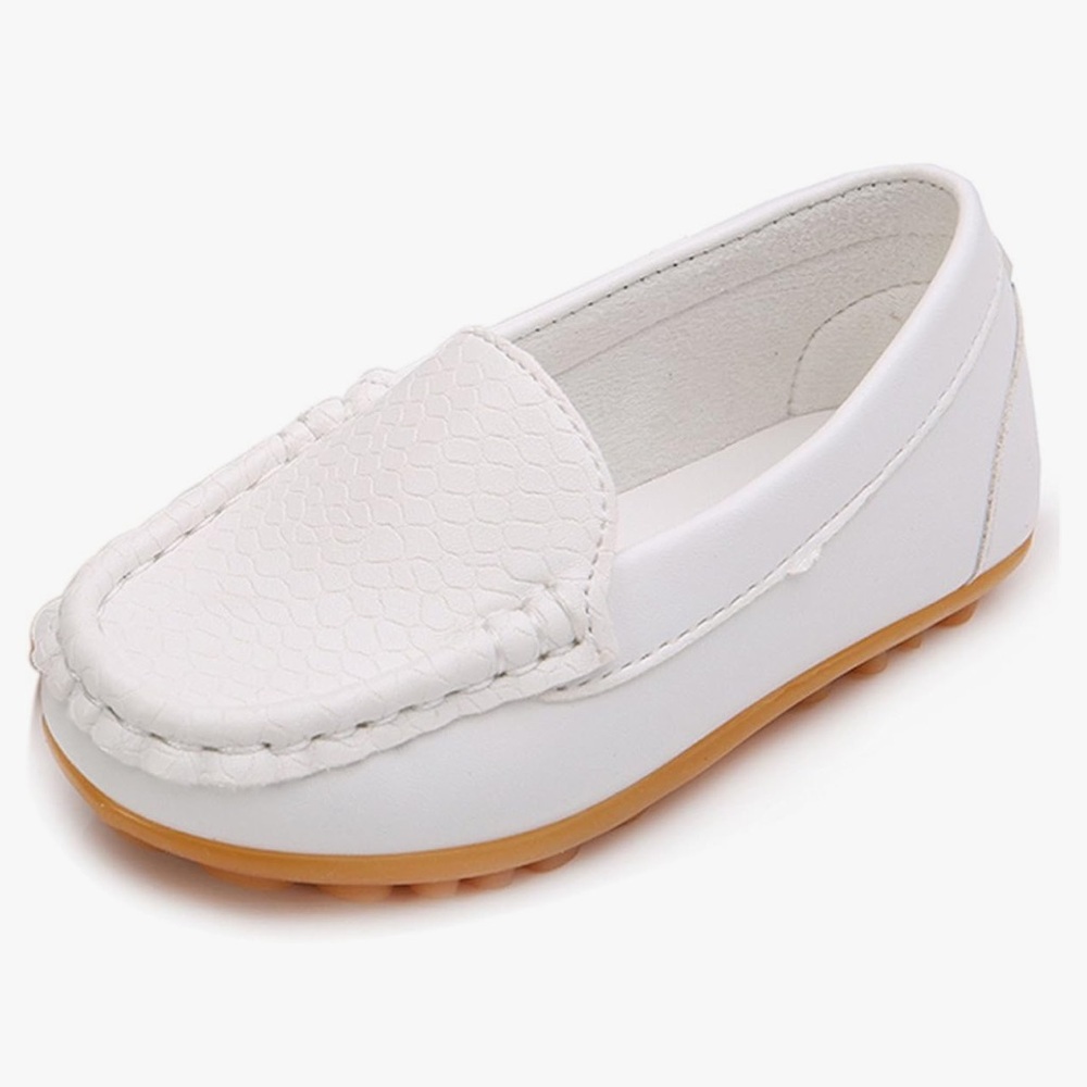 Toddler Little Kid Boys Girls Soft Slip On Loafers Dress Flat Shoes White